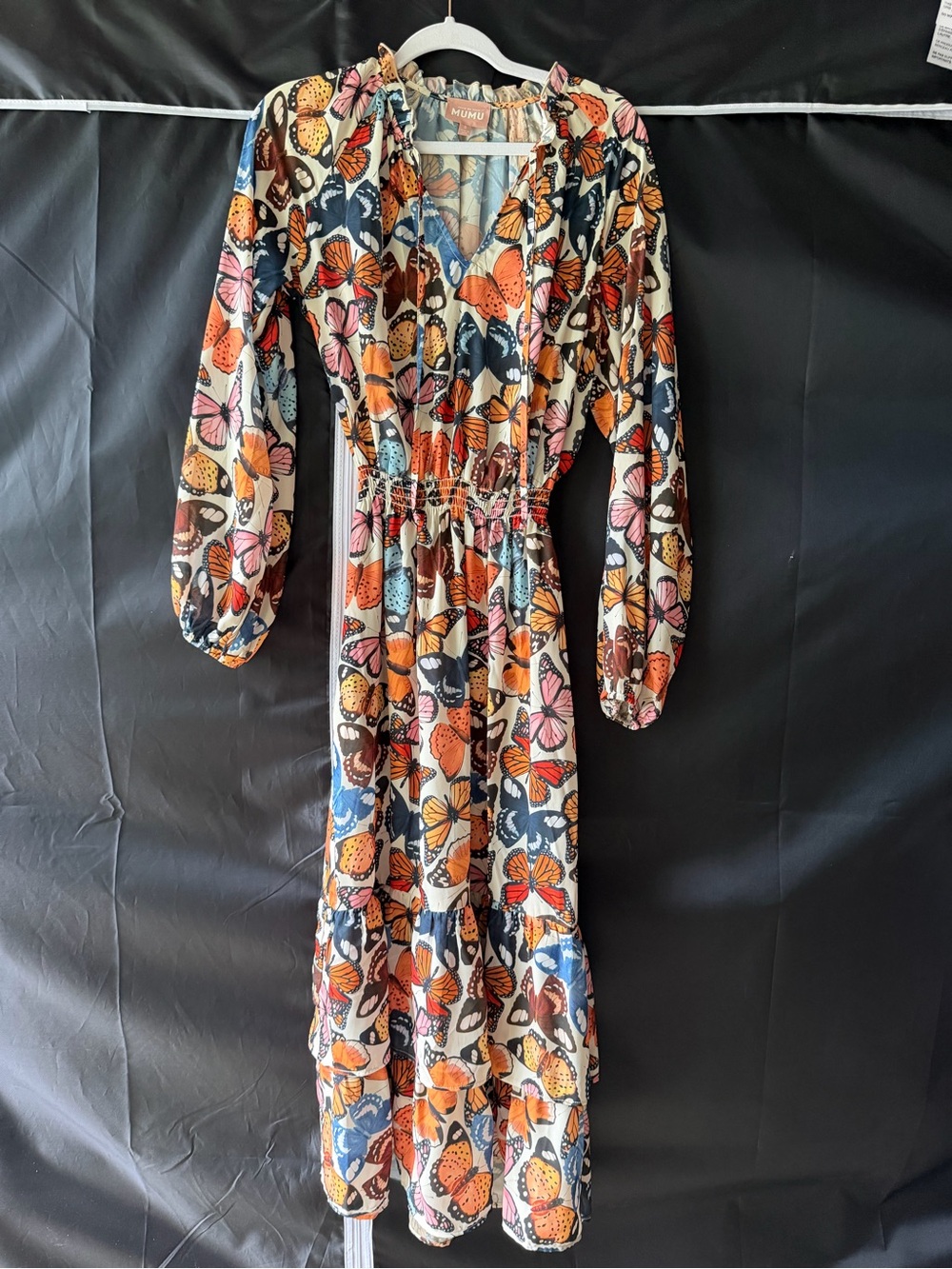 Show Me Your Mumu Butterfly Print Long Sleeve Midi Dress Small